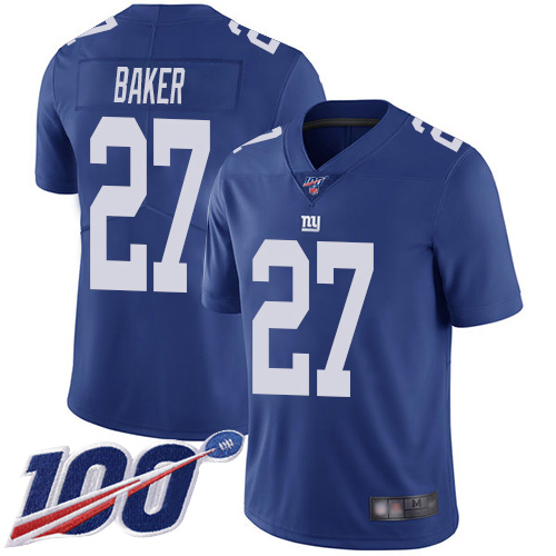 Men New York Giants 27 Deandre Baker Royal Blue Team Color Vapor Untouchable Limited Player 100th Season Football NFL Jersey